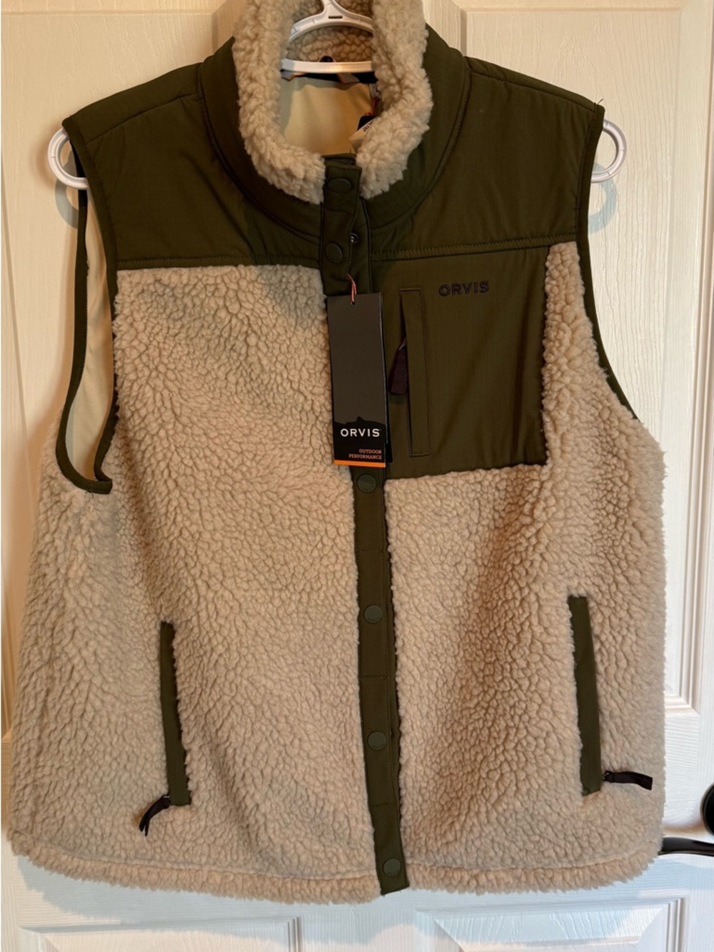 Orvis Olive and Cream Sherpa-Lined Vest